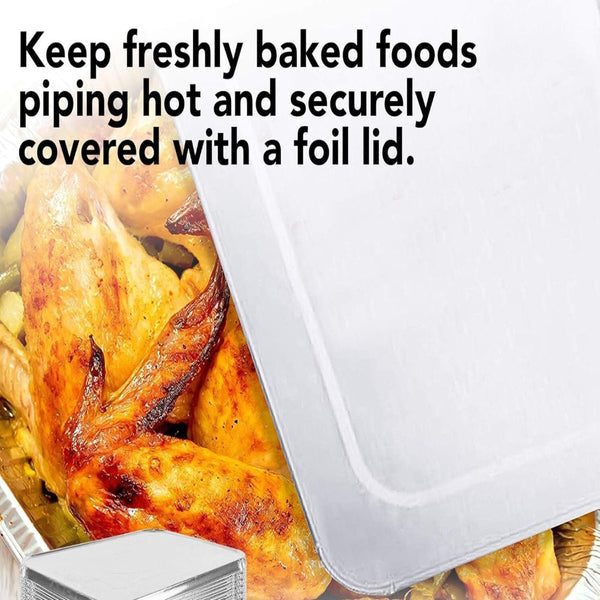 96X Aluminium Disposable Foil Food Container Trays Pans W/ Lids Covers Bulk 24Cm*18Cm*6Cm Food Storage Containers