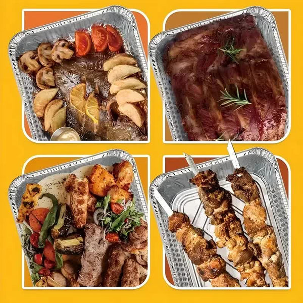 144X Aluminium Disposable Foil Food Container Trays Pans Baking Roast Bulk 32X26x5.5Cm Food Storage Containers