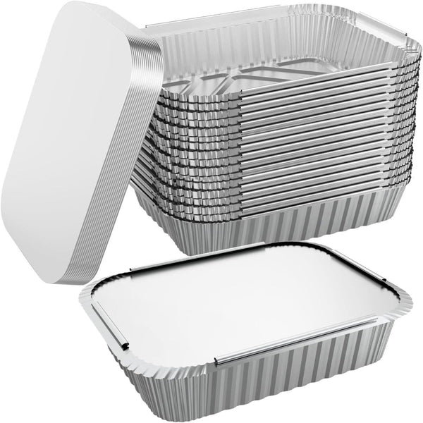 96X Aluminium Disposable Foil Food Container Trays Pans W/ Lids Covers Bulk 24Cm*18Cm*6Cm Food Storage Containers