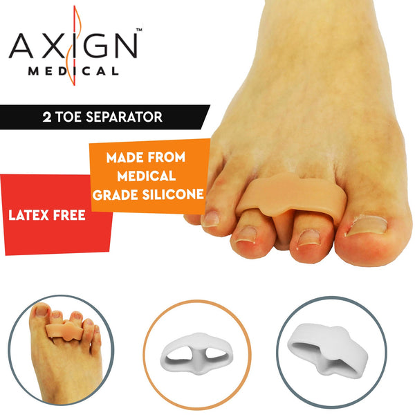 Axign 2 Toe Separator Silicone Bunion Spacer For Plantar Fasciitis 1 Pair Insoles & Shoe Inserts