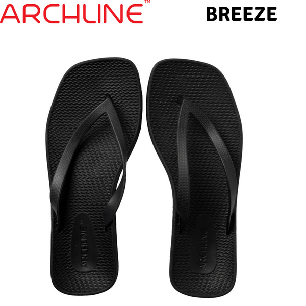 Archline Breeze Support Orthotic Thongs Flip Flops Black 36 Eur (Womens 5Us) Slippers