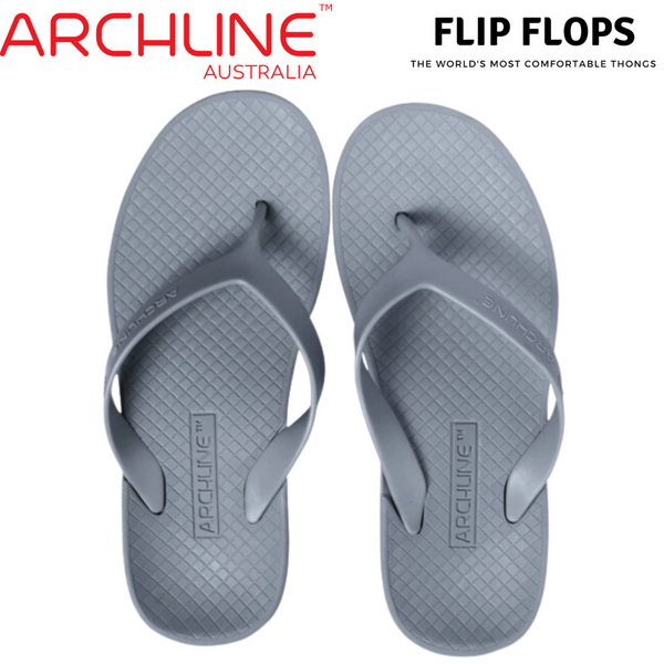 Archline Orthotic Flip Flops Thongs Support Shoes Footwear Grey Slippers
