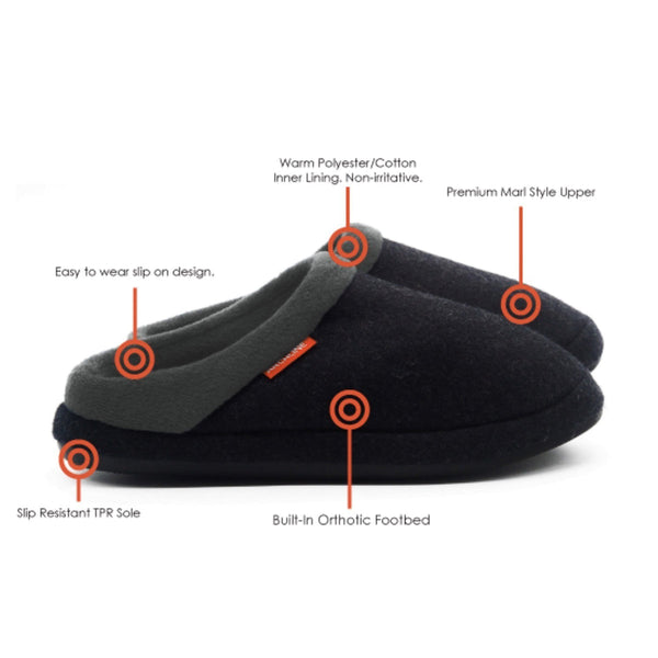 Archline Orthotic On Scuffs Orthopedic Moccasins Charcoal Marle Slippers