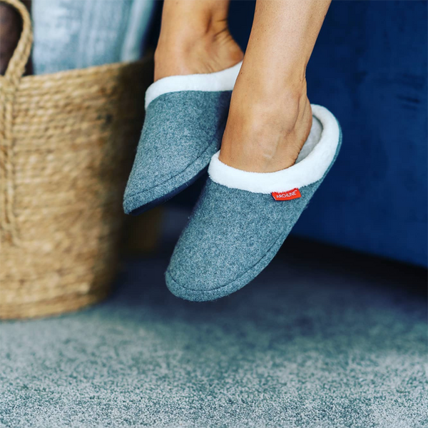 Archline Orthotic On Scuffs Orthopedic Moccasins Grey Marle Slippers