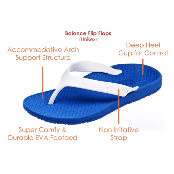 Archline Orthotic Thongs Support Shoes Footwear Flip Flops Orthopedic White/Red Slippers