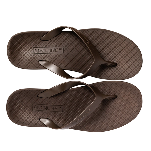 Archline Orthotic Thongs Support Shoes Footwear Flip Flops Orthopedic Brown/Brown Slippers