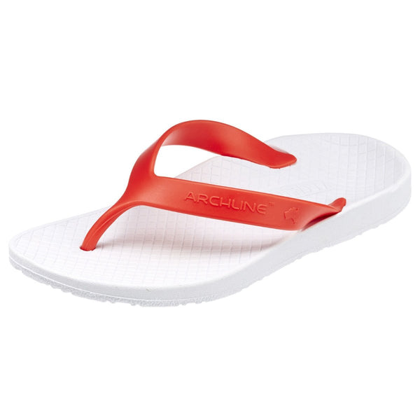 Archline Orthotic Thongs Support Shoes Footwear Flip Flops Orthopedic White/Red Slippers