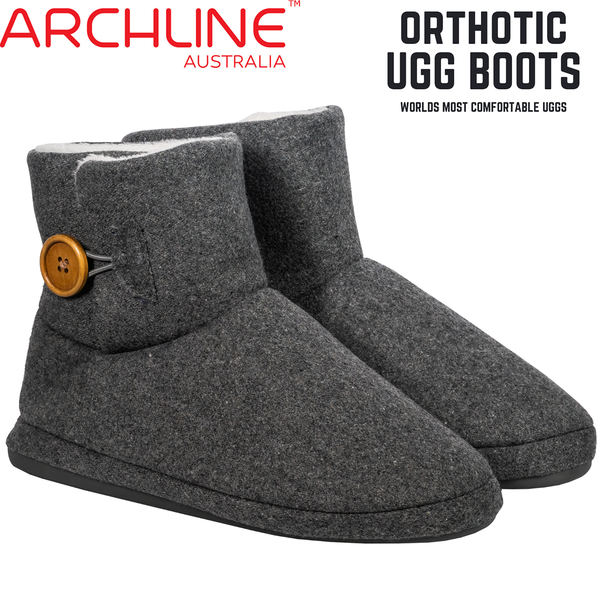 Archline Orthotic Ugg Boots Support Warm Orthopedic Shoes Grey Slippers