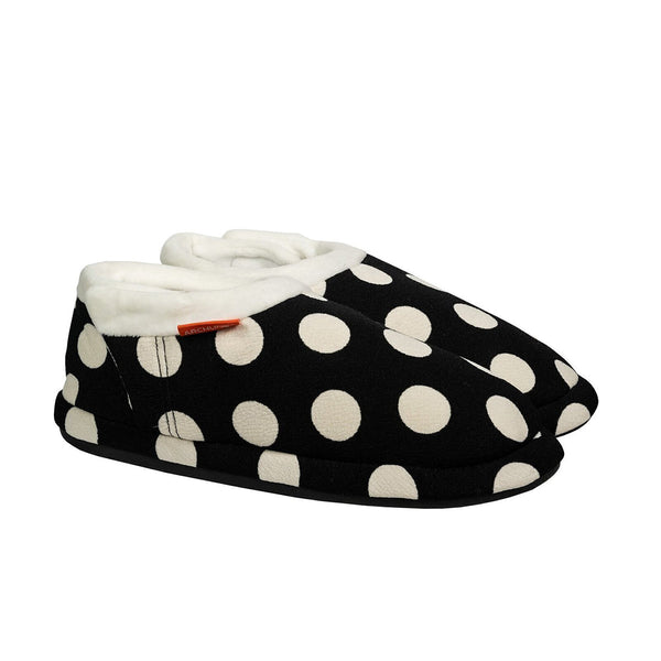 Archline Orthotic Slippers Closed Scuffs Pain Moccasins Relief Black/White Polka Dots Comfort Shoes