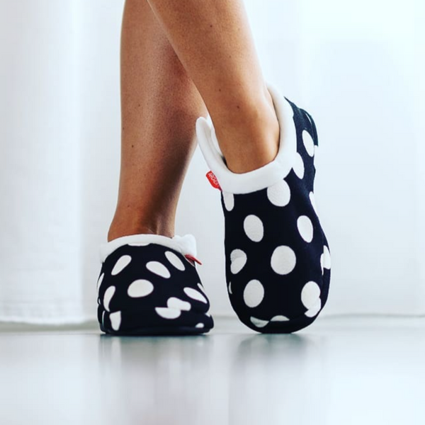 Archline Orthotic Slippers Closed Scuffs Pain Moccasins Relief Black/White Polka Dots Comfort Shoes