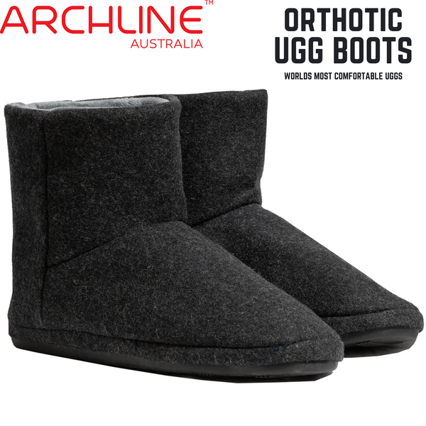Archline Orthotic Ugg Boots Support Warm Orthopedic Shoes Charcoal Slippers