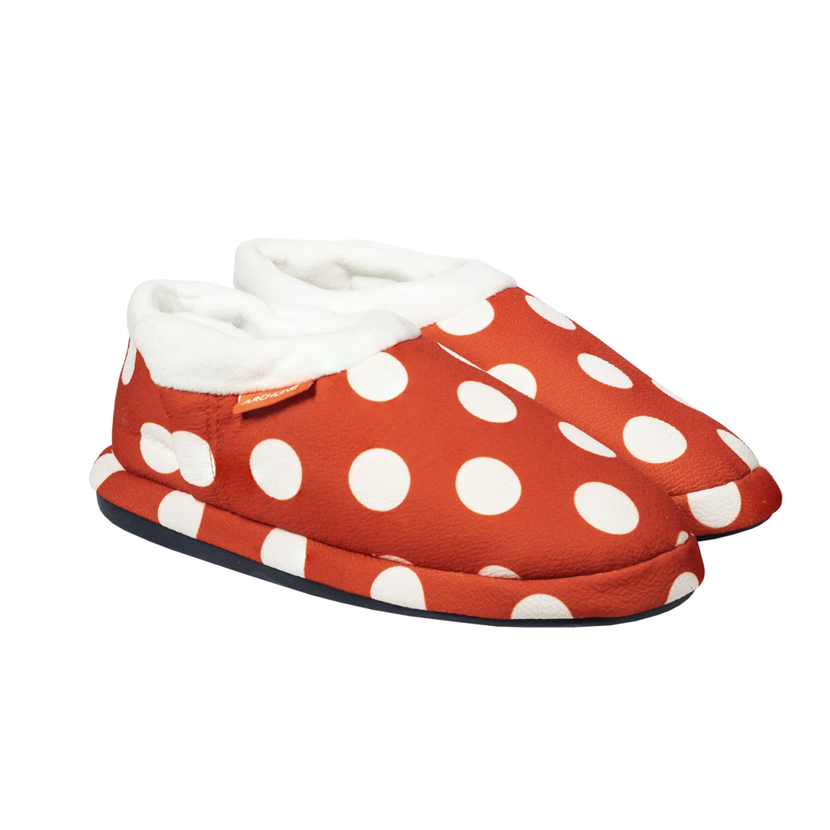 Archline Orthotic Slippers Closed Back Scuffs Moccasins Pain Relief Red Polka Dots Comfort Shoes