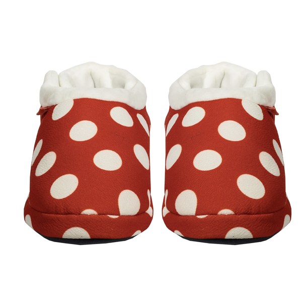 Archline Orthotic Slippers Closed Back Scuffs Moccasins Pain Relief Red Polka Dots Comfort Shoes