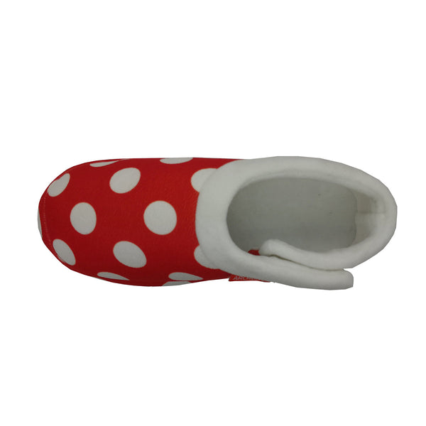 Archline Orthotic Slippers Closed Back Scuffs Moccasins Pain Relief Red Polka Dots Comfort Shoes
