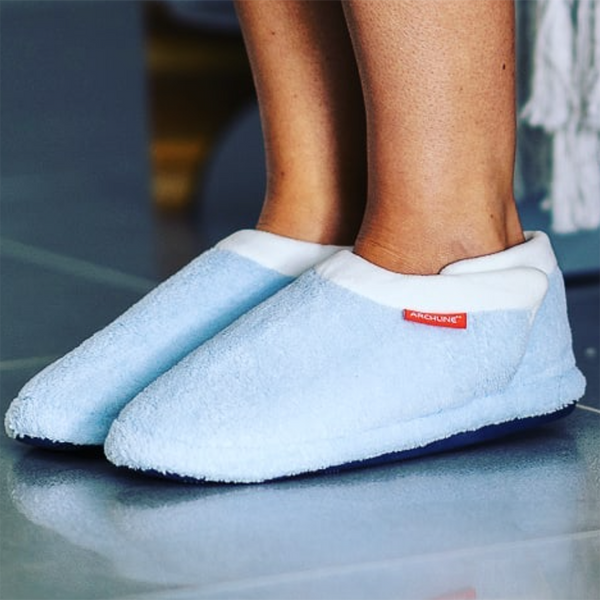 Archline Orthotic Slippers Closed Scuffs Pain Relief Moccasins Sky Blue Comfort Shoes