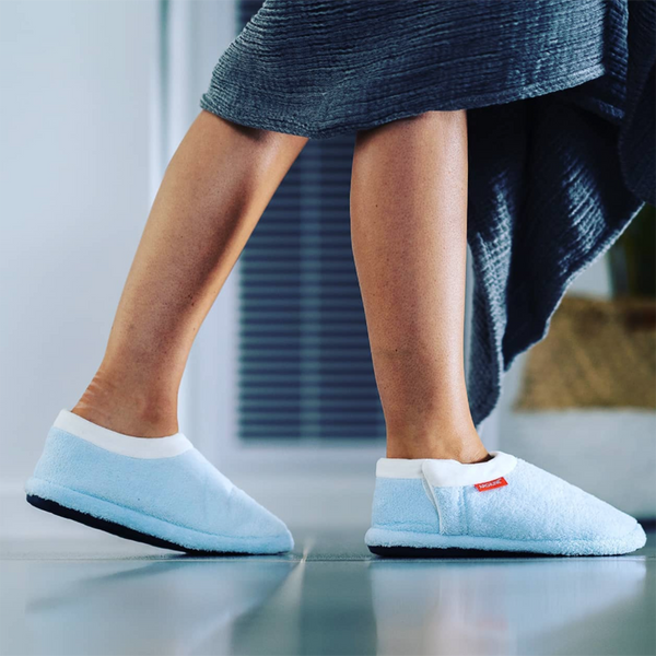 Archline Orthotic Slippers Closed Scuffs Pain Relief Moccasins Sky Blue Comfort Shoes