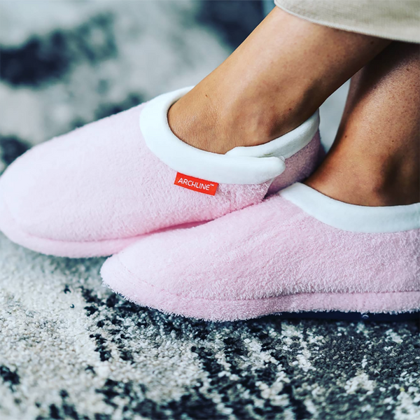 Archline Orthotic Slippers Closed Scuffs Pain Relief Moccasins Pink Comfort Shoes
