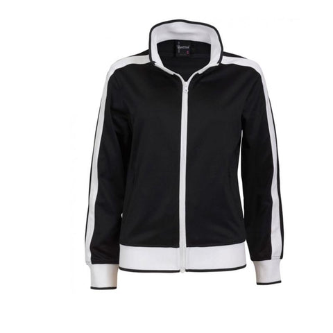 Identitee Ladies Track Top Jacket Tracksuit Warm Winter Full Zip Varsity Jumper Black/White (14 16) Coats Jackets & Vests