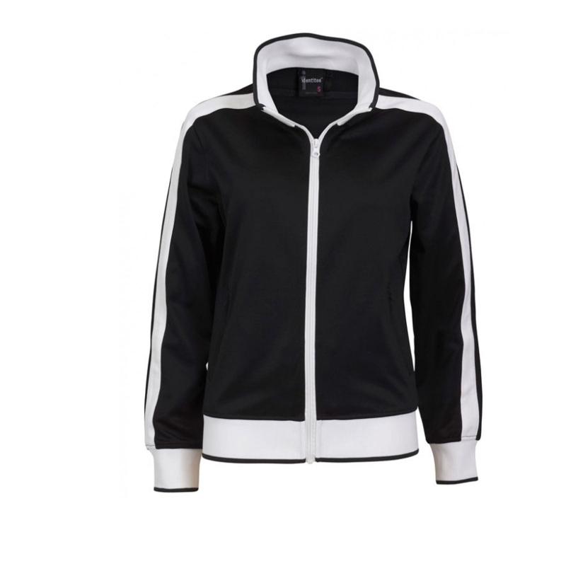 Identitee Ladies Track Top Jacket Tracksuit Warm Winter Full Zip Varsity Jumper Black/White S (6 8) Coats Jackets & Vests