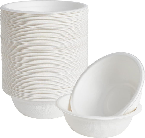 600Pcs Disposable Sugarcane Bagasse Round Bowls 18Cm (450Ml) Bulk Single Cutlery Pieces