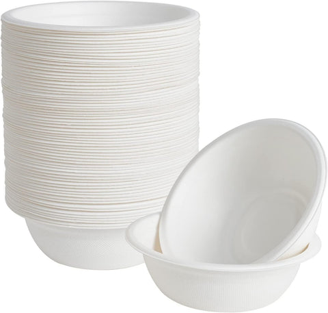 600Pcs Disposable Sugarcane Bagasse Round Bowls 18Cm (450Ml) Bulk Single Cutlery Pieces