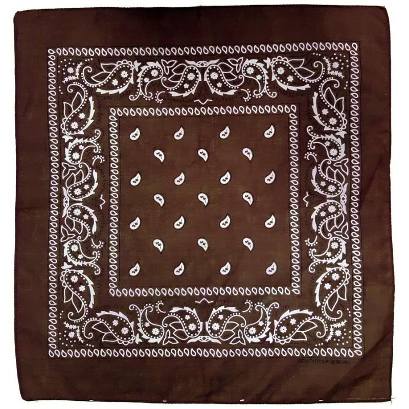 Br Costumes Bandana Paisley 100% Cotton Head Wrap Durag Bandanna Summer Biker Scarf Mask Brown Scarves