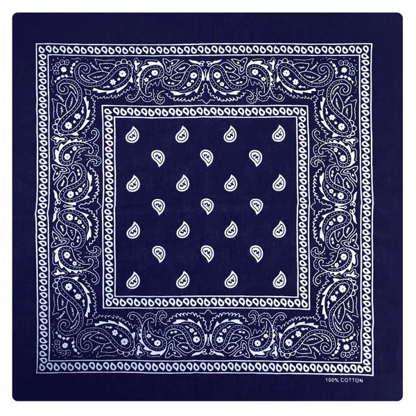 Br Costumes Bandana Paisley 100% Cotton Head Wrap Durag Bandanna Summer Biker Scarf Mask Navy Blue Scarves
