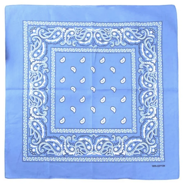 Br Costumes Bandana Paisley 100% Cotton Head Wrap Durag Bandanna Summer Biker Scarf Mask Sky Blue Scarves