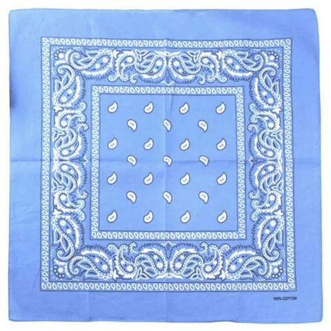 Br Costumes Bandana Paisley 100% Cotton Head Wrap Durag Bandanna Summer Biker Scarf Mask Sky Blue Scarves