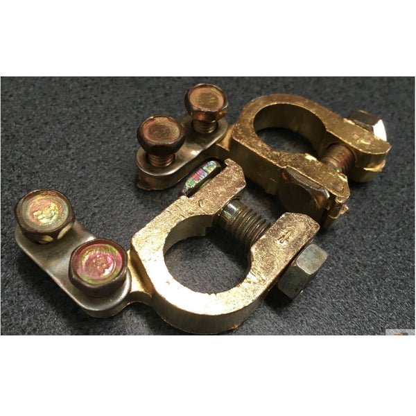 Br Auto 2Pcs Battery Terminal Clamp Replacement Clips Brass Connector Car Durable Clamps