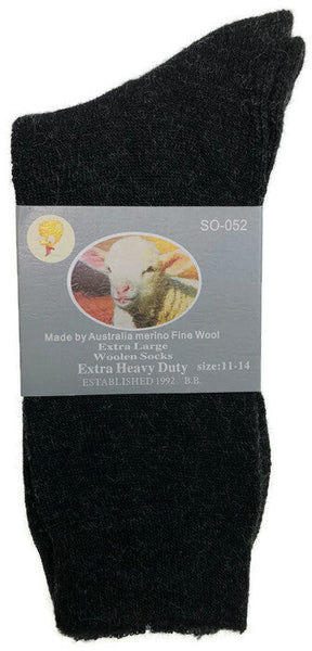 7 11 Br Apparel 1 Pair Merino Wool Blend Woolen Work Hiking Heavy Duty Warm Winter Thermal Black Socks