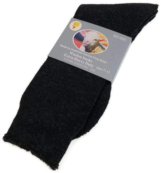 7 11 Br Apparel 1 Pair Merino Wool Blend Woolen Work Hiking Heavy Duty Warm Winter Thermal Black Socks