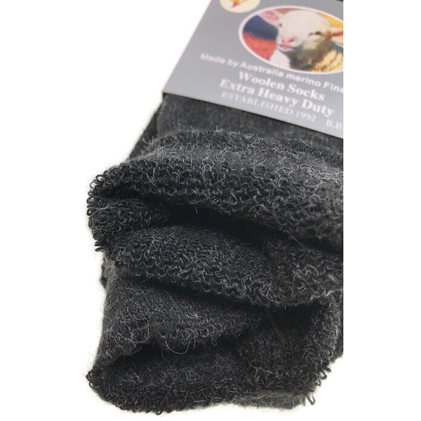 7 11 Br Apparel 1 Pair Merino Wool Blend Woolen Work Hiking Heavy Duty Warm Winter Thermal Black Socks
