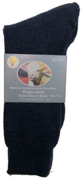 7 11 Br Apparel 1 Pair Merino Wool Blend Woolen Work Hiking Heavy Duty Warm Winter Thermal Navy Socks