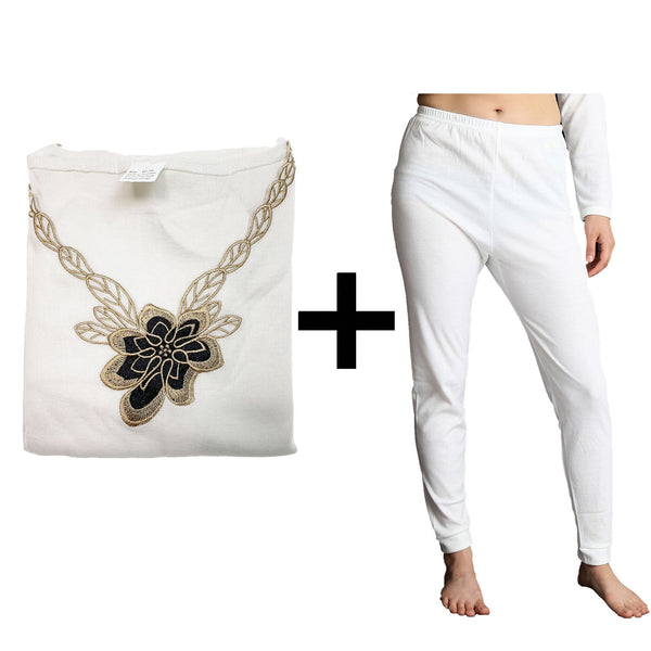 Br Apparel 2Pcs Set Womens Merino Wool Blend Pants & Top Underwear Leggings Thermal Thermals Leg Warmers