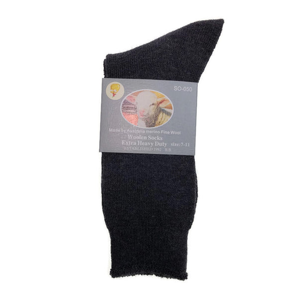 Br Apparel 6 Pairs Merino Wool Blend Woolen Work Hiking Heavy Duty Warm Thermal Bulk Charcoal Socks