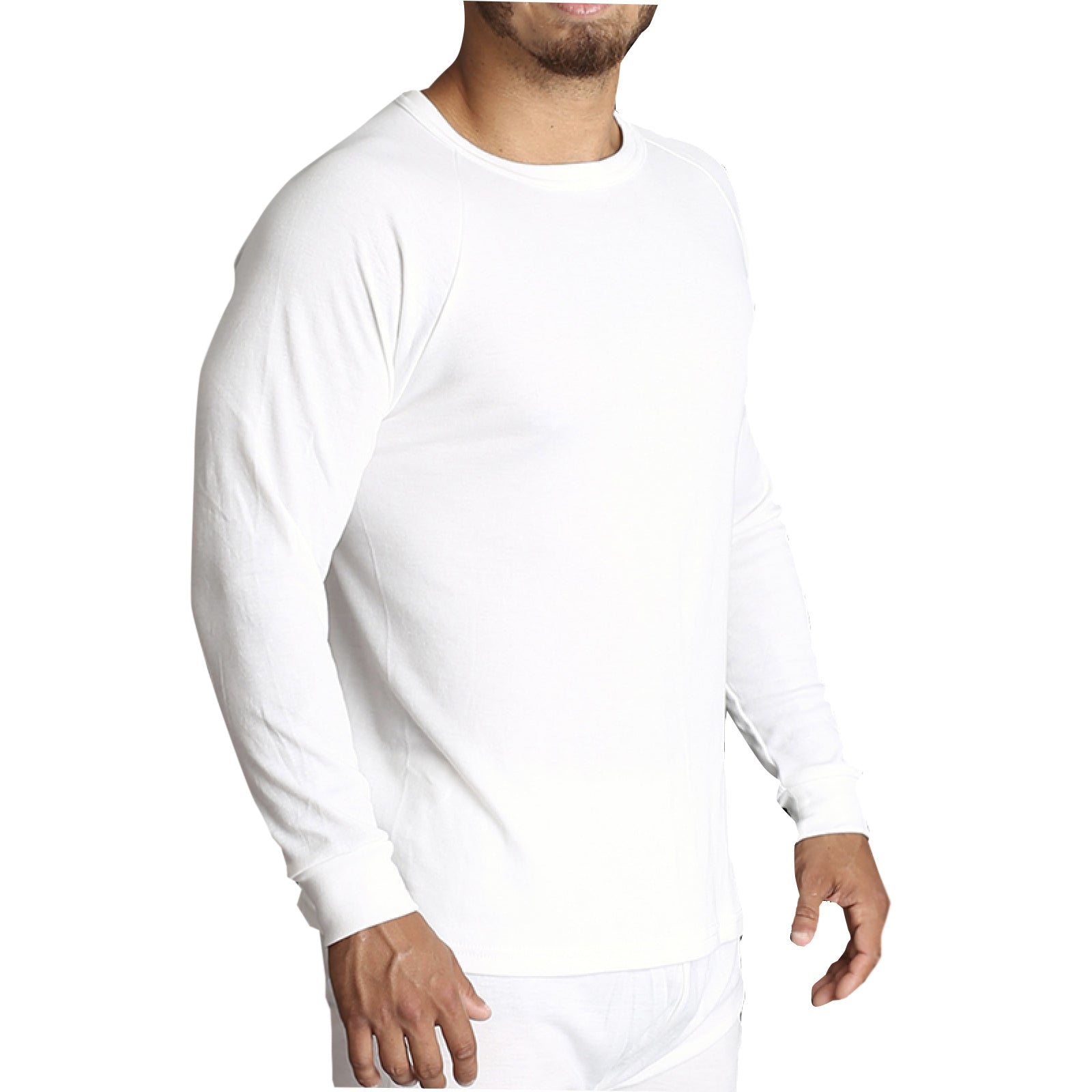 Mens Merino Wool Blend Long Sleeve Thermal Top Underwear Thermals Base Layer Beige Coats Jackets & Vests