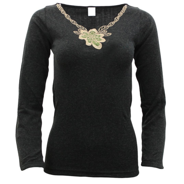 Br Apparel Ladies Merino Wool Blend Long Sleeve Thermal Spencer Top Thermals Underwear Black Tops