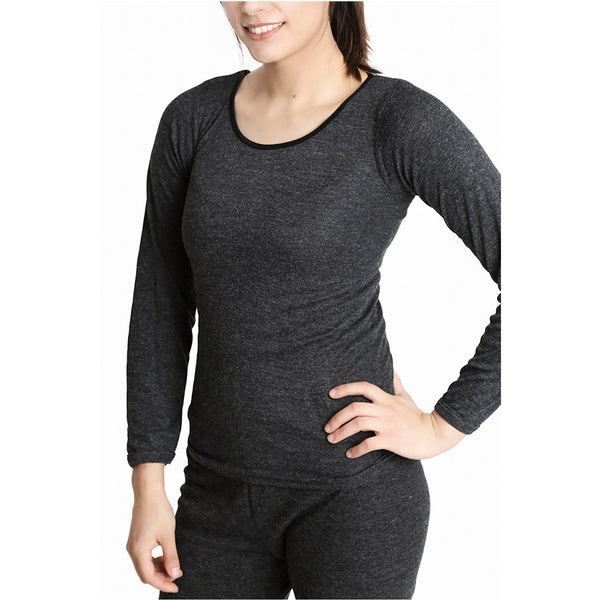 Ladies Merino Wool Blend Long Sleeve Thermal Spencer Top Underwear Thermals Black 10 12 Tops