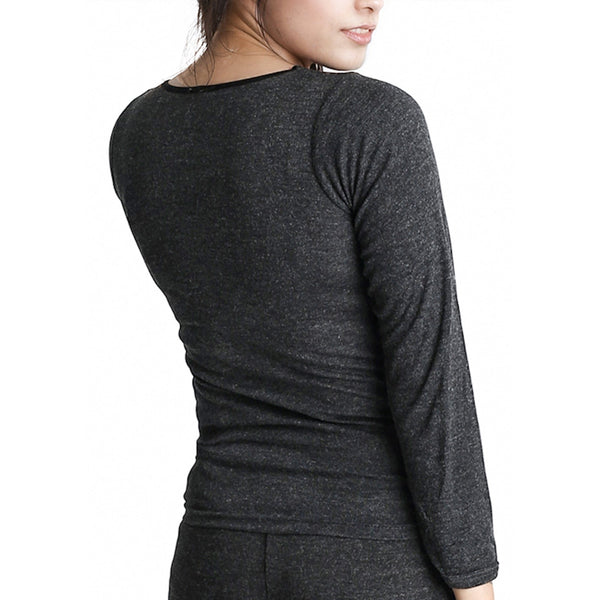 Ladies Merino Wool Blend Long Sleeve Thermal Spencer Top Underwear Thermals Black 10 12 Tops