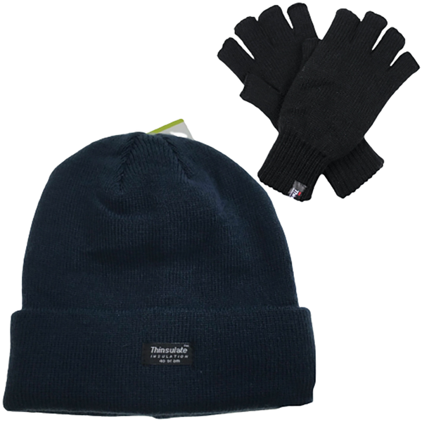 Dents 3M Thinsulate 2Pcs Set Mens Pull On Beanie + Knitted Fingerless Gloves Gloves & Mittens