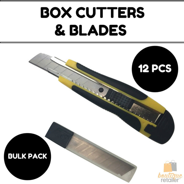 Br Tools 12X Box Cutters Knife Retractable Blade Snap Off Razor 18Mm Durable Opener Bulk Cutters & Trimmers