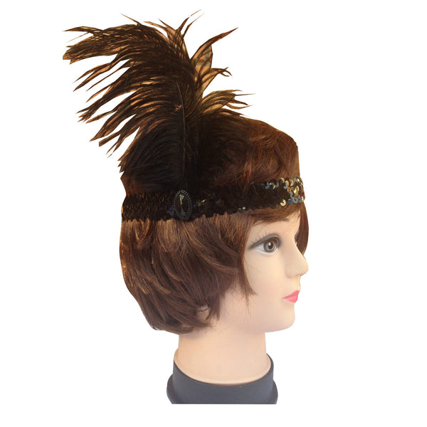 Br Costumes 12X 1920S Flapper Headband Headpiece Feather Sequin Charleston Gatsby Party Bulk Black Headbands
