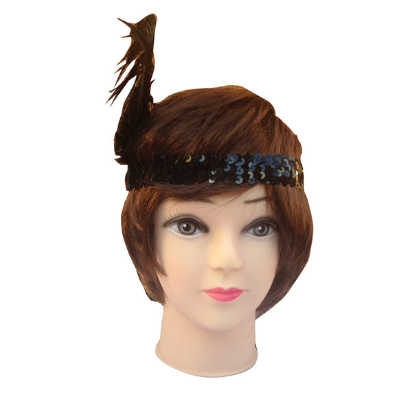 Br Costumes 12X 1920S Flapper Headband Headpiece Feather Sequin Charleston Gatsby Party Bulk Black Headbands