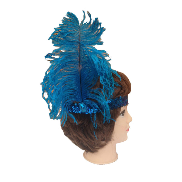 Br Costumes 12X 1920S Flapper Headband Headpiece Feather Sequin Charleston Gatsby Party Bulk Blue Headbands