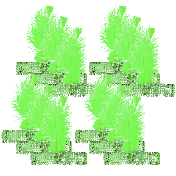 Br Costumes 12X 1920S Flapper Headband Headpiece Feather Sequin Charleston Gatsby Party Bulk Green Headbands