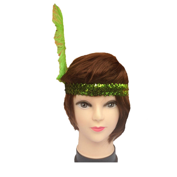 Br Costumes 12X 1920S Flapper Headband Headpiece Feather Sequin Charleston Gatsby Party Bulk Green Headbands