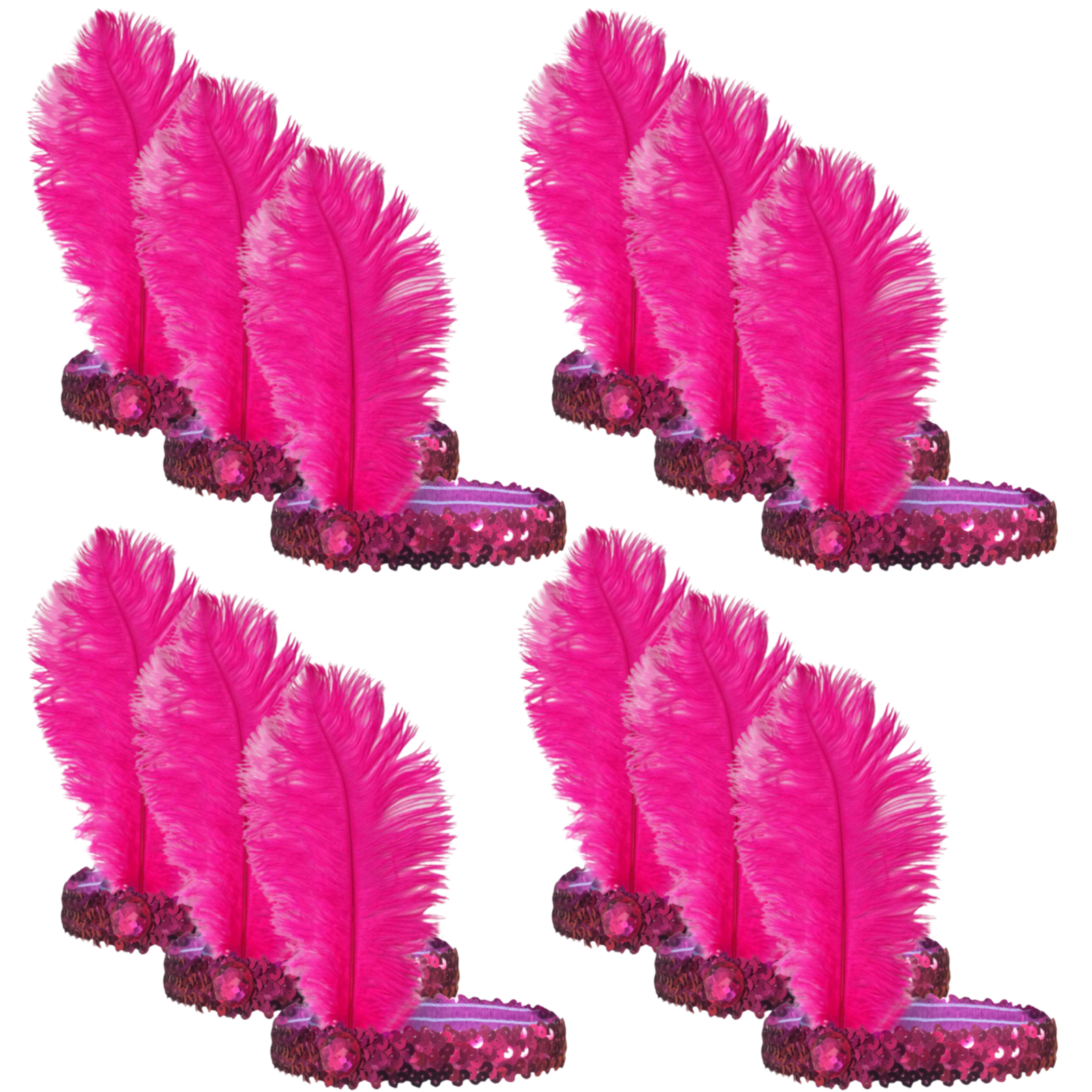 Br Costumes 12X 1920S Flapper Headband Headpiece With Feather & Sequin For Charleston Gatsby Party Hot Pink Headbands