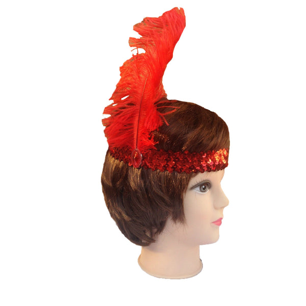 Br Costumes 12X 1920S Flapper Headband Headpiece With Feather & Sequin For Charleston Gatsby Party Red Headbands