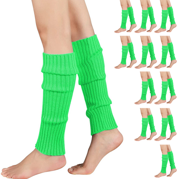 12X Knitted Womens Costume Neon Dance Party 80S Bulk Black Leg Warmers